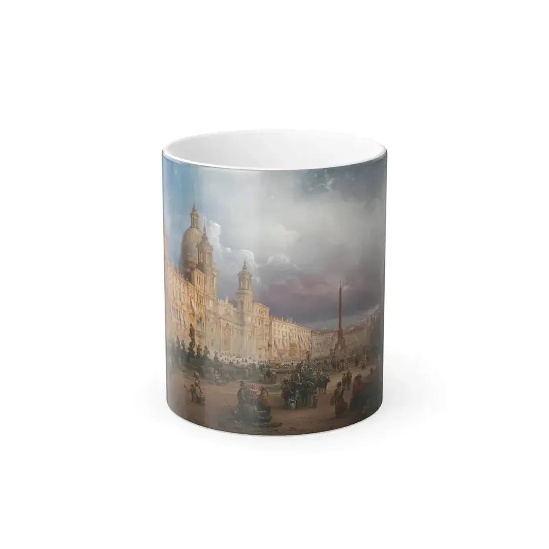 Carlo Bossoli (1815-1884) A Bustling Market on the Piazza Navona in Rome - Color Changing Mug 11oz Default Title 11oz - Go Mug Yourself