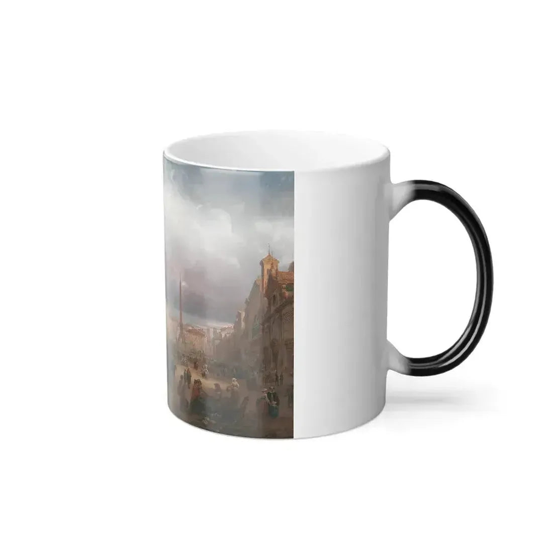 Carlo Bossoli (1815-1884) A Bustling Market on the Piazza Navona in Rome - Color Changing Mug 11oz - Go Mug Yourself