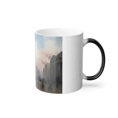 Carlo Bossoli (1815-1884) A view of the City of London from Bank - oil on canvas - Color Changing Mug 11oz - Go Mug Yourself