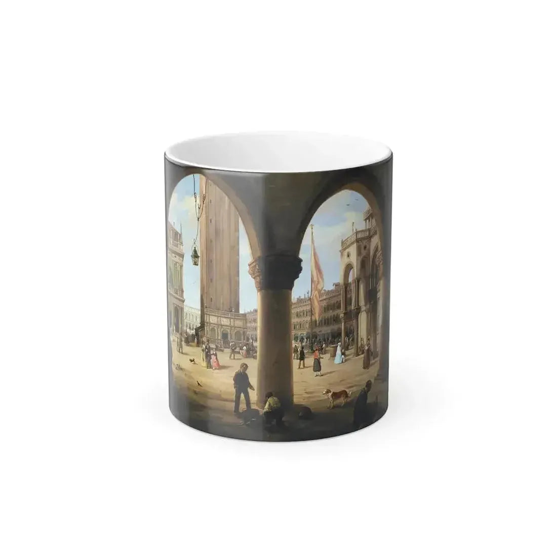 Carlo Canella (1800-1879) Piazza San Marco and the Campanile, Venice, seen from the Portico of the Palaz-0 - Color Changing Mug 11oz 11oz - Go Mug Yourself