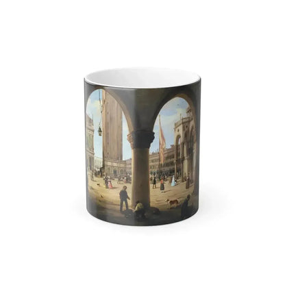 Carlo Canella (1800-1879) Piazza San Marco and the Campanile, Venice, seen from the Portico of the Palaz-0 - Color Changing Mug 11oz 11oz - Go Mug Yourself