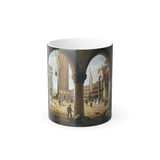 Carlo Canella (1800-1879) Piazza San Marco and the Campanile, Venice, seen from the Portico of the Palaz-0 - Color Changing Mug 11oz 11oz - Go Mug Yourself