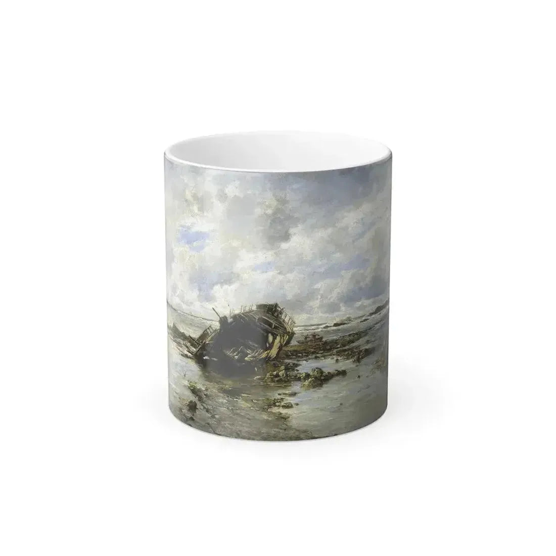 Carlos de Haes (1826-1898) Un bardo naufragado (A Wrecked Ship) - 1883 - Color Changing Mug 11oz 11oz - Go Mug Yourself