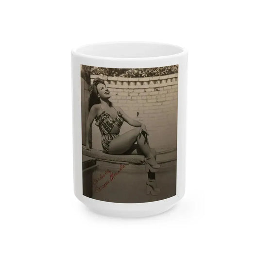 Carmen Miranda #10 (Vintage Female Icon) White Coffee Mug 15oz - Go Mug Yourself