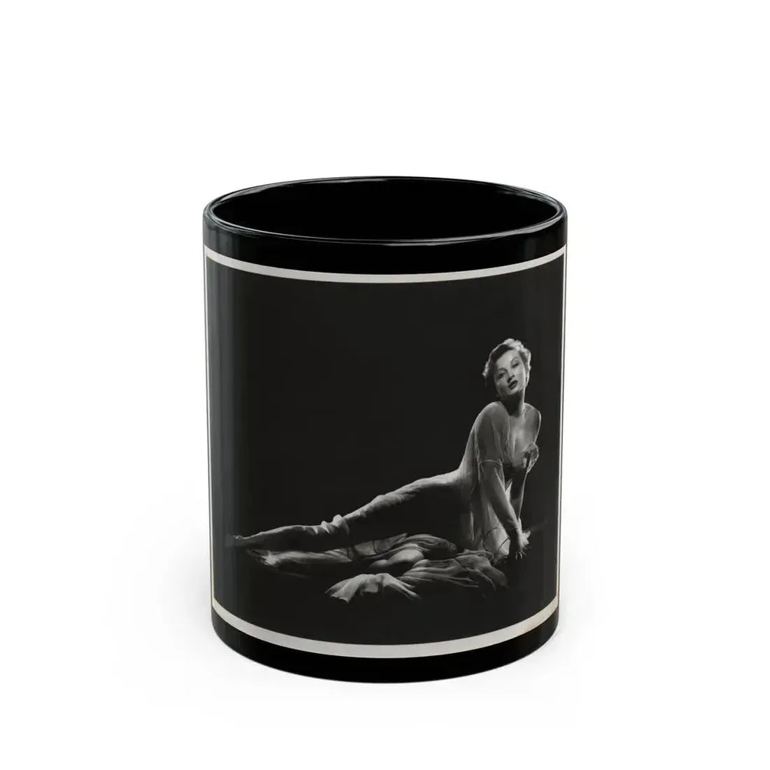 Carol Ohmart #12 - Vintage B&W 8x10 Vargas Original 1955 or 1956 Full Body Glamour Photo (Vintage Female Icon) Black Coffee Mug 11oz - Go Mug Yourself