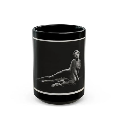 Carol Ohmart #12 - Vintage B&W 8x10 Vargas Original 1955 or 1956 Full Body Glamour Photo (Vintage Female Icon) Black Coffee Mug 15oz - Go Mug Yourself