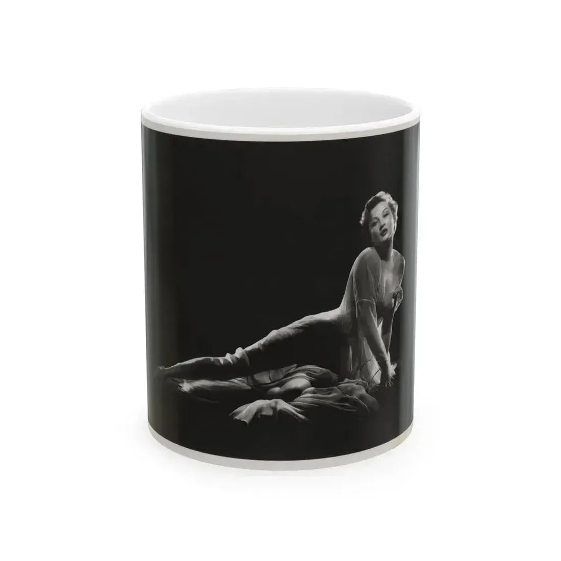 Carol Ohmart #12 - Vintage B&W 8x10 Vargas Original 1955 or 1956 Full Body Glamour Photo (Vintage Female Icon) White Coffee Mug 11oz - Go Mug Yourself