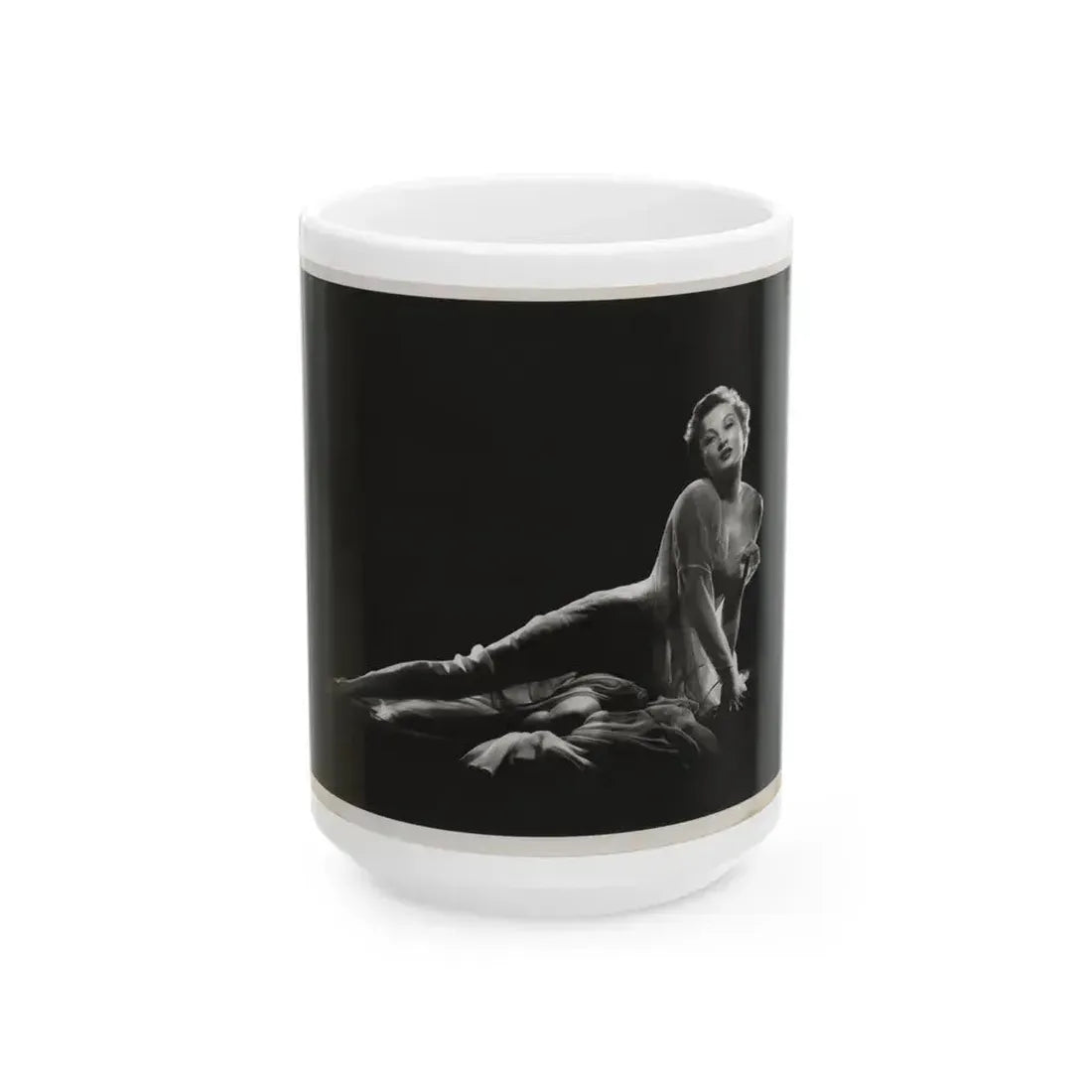 Carol Ohmart #12 - Vintage B&W 8x10 Vargas Original 1955 or 1956 Full Body Glamour Photo (Vintage Female Icon) White Coffee Mug 15oz - Go Mug Yourself