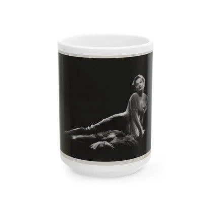Carol Ohmart #12 - Vintage B&W 8x10 Vargas Original 1955 or 1956 Full Body Glamour Photo (Vintage Female Icon) White Coffee Mug 15oz - Go Mug Yourself
