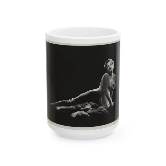 Carol Ohmart #12 - Vintage B&W 8x10 Vargas Original 1955 or 1956 Full Body Glamour Photo (Vintage Female Icon) White Coffee Mug 15oz - Go Mug Yourself