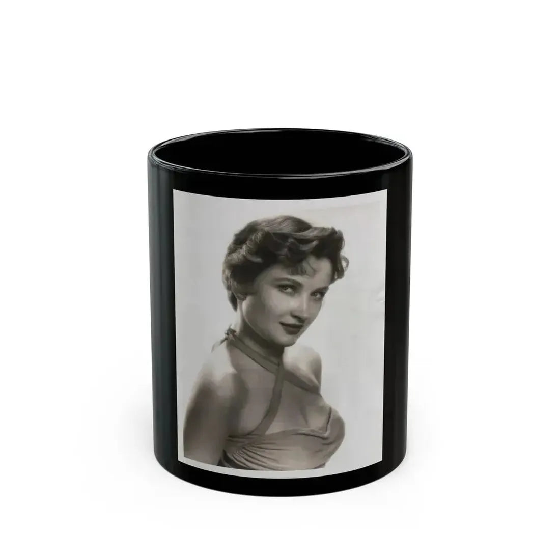 Carol Ohmart #22 - Vintage B&W 7x9 Glamour Portrait Photo from 6-21-55 (Vintage Female Icon) Black Coffee Mug 11oz - Go Mug Yourself