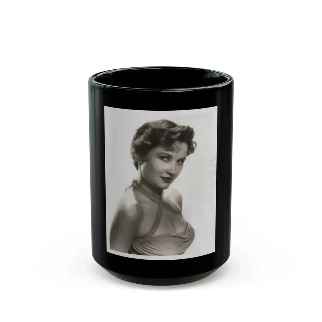 Carol Ohmart #22 - Vintage B&W 7x9 Glamour Portrait Photo from 6-21-55 (Vintage Female Icon) Black Coffee Mug 15oz - Go Mug Yourself