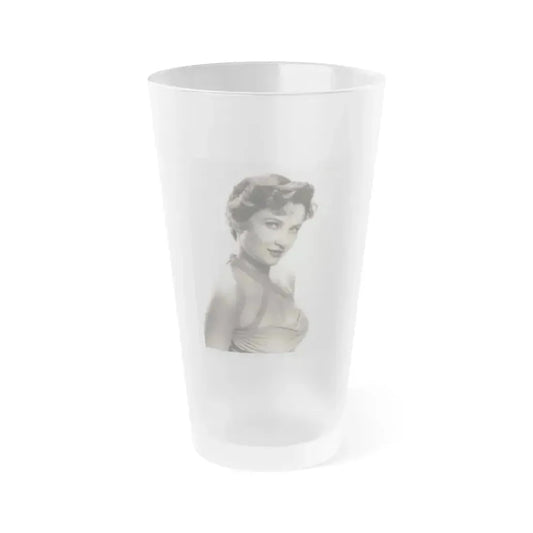 Carol Ohmart #22 - Vintage B&W 7x9 Glamour Portrait Photo from 6-21-55 (Vintage Female Icon) Frosted Pint Glass 16oz 16oz Frosted - Go Mug Yourself