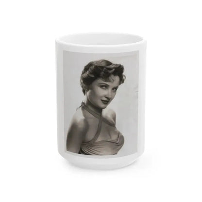 Carol Ohmart #22 - Vintage B&W 7x9 Glamour Portrait Photo from 6-21-55 (Vintage Female Icon) White Coffee Mug 15oz - Go Mug Yourself