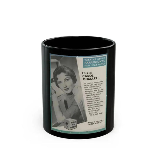 Carol Ohmart #54 - Paramount Trade Add (Vintage Female Icon) Black Coffee Mug 11oz - Go Mug Yourself