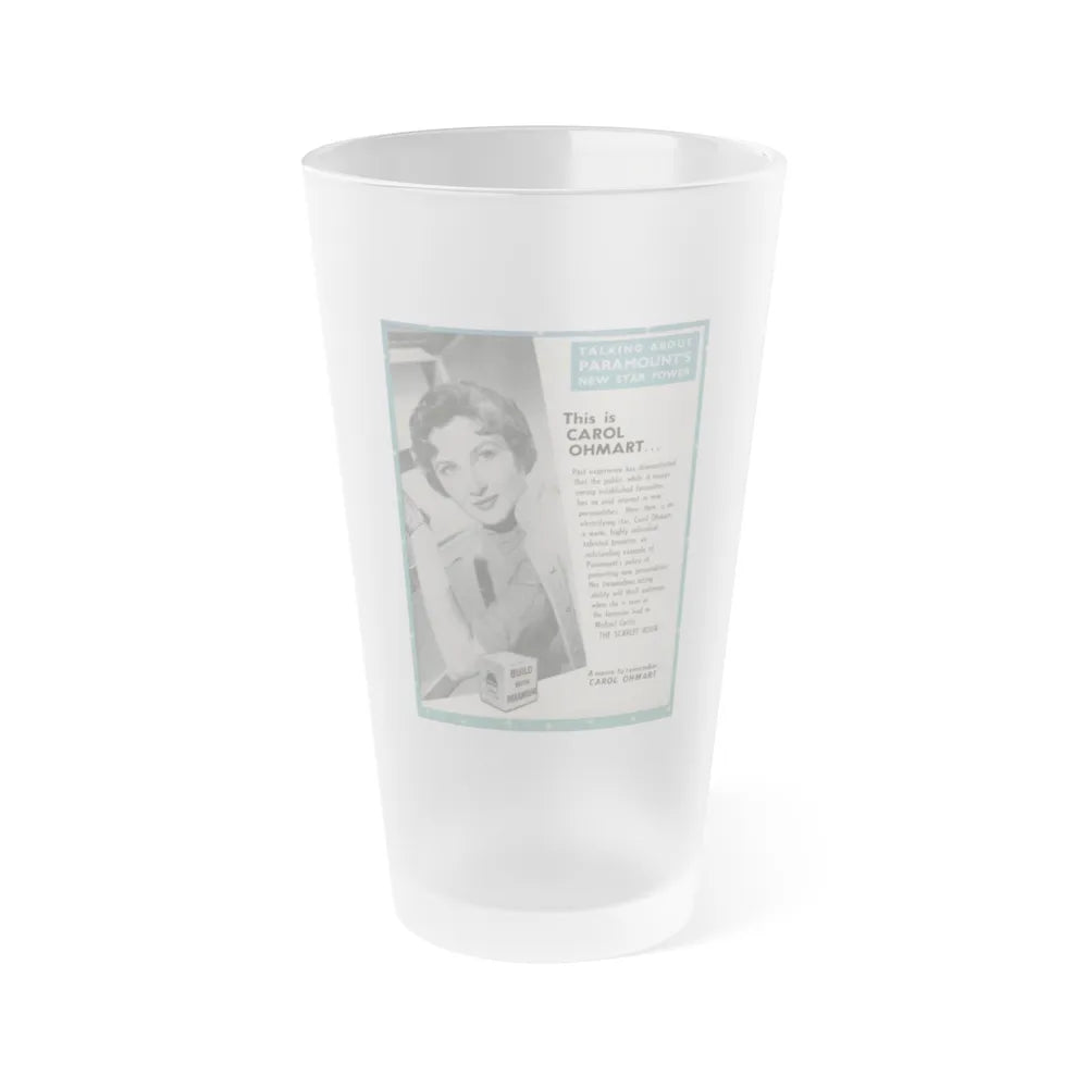 Carol Ohmart #54 - Paramount Trade Add (Vintage Female Icon) Frosted Pint Glass 16oz-16oz-Frosted-Go Mug Yourself