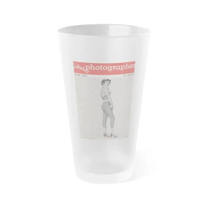 Carol Ohmart #55 - Carol on Front Cover in B&W from International Photographer Mag. June '55 & 1 Page inside (Vintage Female Icon) Frosted Pint Glass 16oz 16oz Frosted - Go Mug Yourself