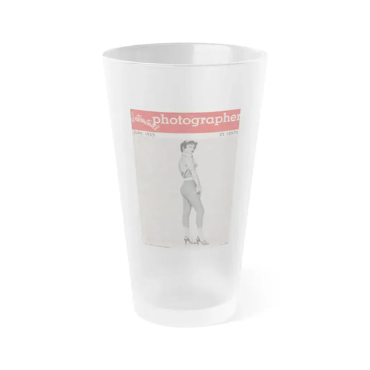 Carol Ohmart #55 - Carol on Front Cover in B&W from International Photographer Mag. June '55 & 1 Page inside (Vintage Female Icon) Frosted Pint Glass 16oz 16oz Frosted - Go Mug Yourself