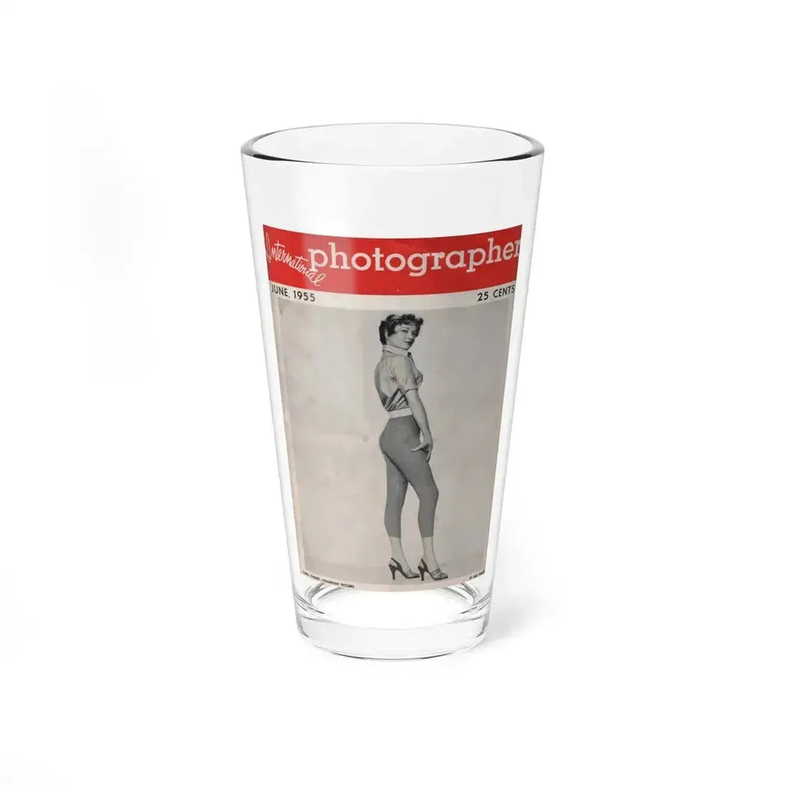 Carol Ohmart #55 - Carol on Front Cover in B&W from International Photographer Mag. June '55 & 1 Page inside (Vintage Female Icon) Pint Glass 16oz 16oz - Go Mug Yourself