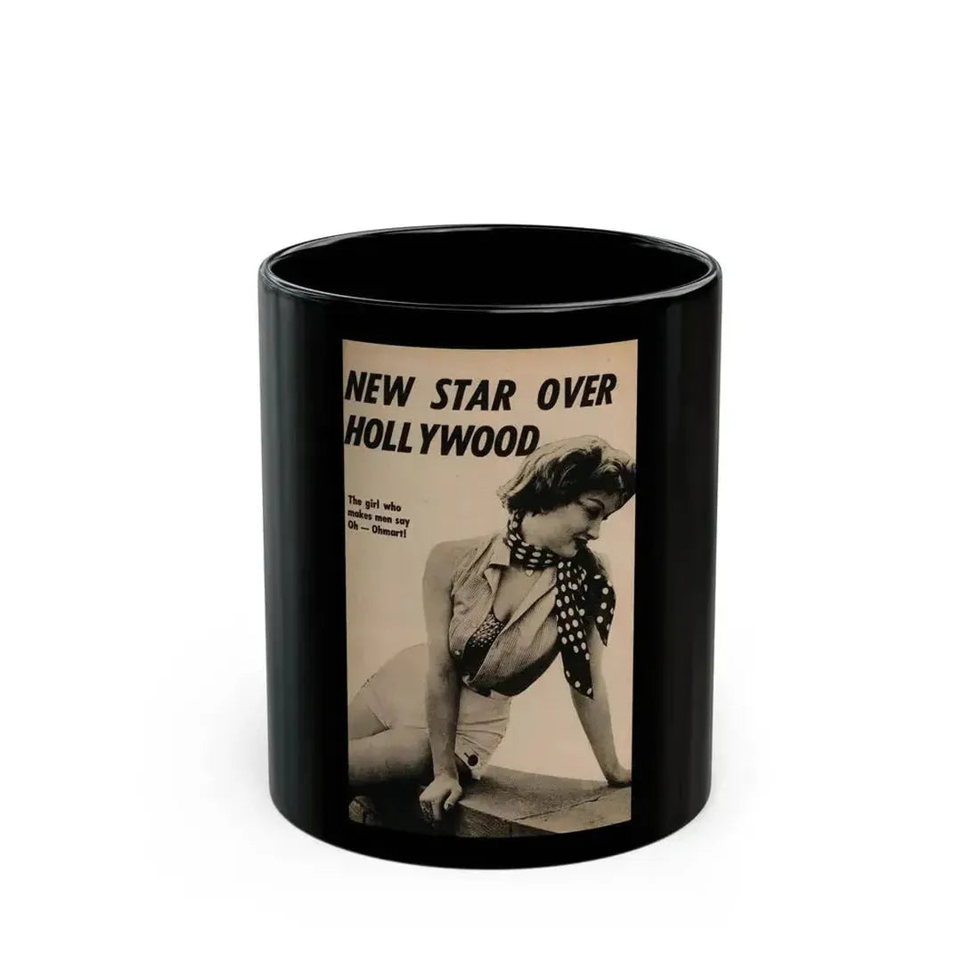 Carol Ohmart #63 - Pages 1 of 3 with, 1 B&W Photo & Caption from Foto-rama Digest Mag. February '56 (Vintage Female Icon) Black Coffee Mug 11oz - Go Mug Yourself