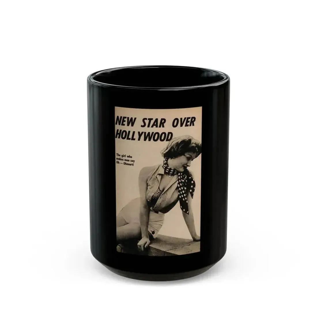 Carol Ohmart #63 - Pages 1 of 3 with, 1 B&W Photo & Caption from Foto-rama Digest Mag. February '56 (Vintage Female Icon) Black Coffee Mug 15oz - Go Mug Yourself