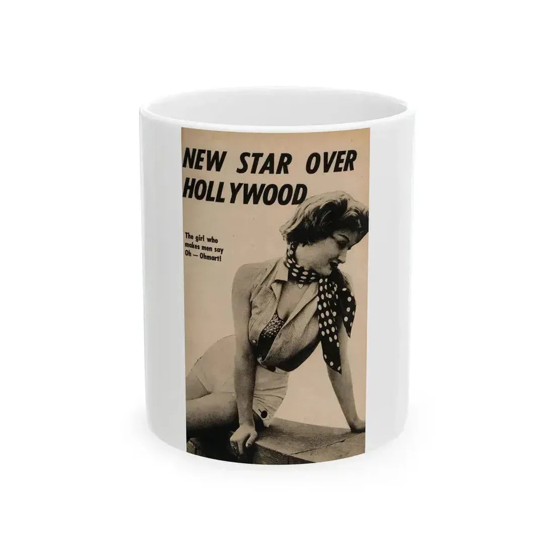 Carol Ohmart #63 - Pages 1 of 3 with, 1 B&W Photo & Caption from Foto-rama Digest Mag. February '56 (Vintage Female Icon) White Coffee Mug 11oz - Go Mug Yourself