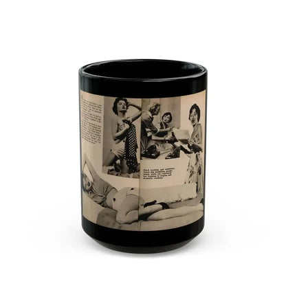 Carol Ohmart #64 - Pages 2 & 3 of 3 with, 4 B&W Photos, Caption & Short Article from Foto-rama Digest Mag. February '56 (Vintage Female Icon) Black Coffee Mug 15oz - Go Mug Yourself