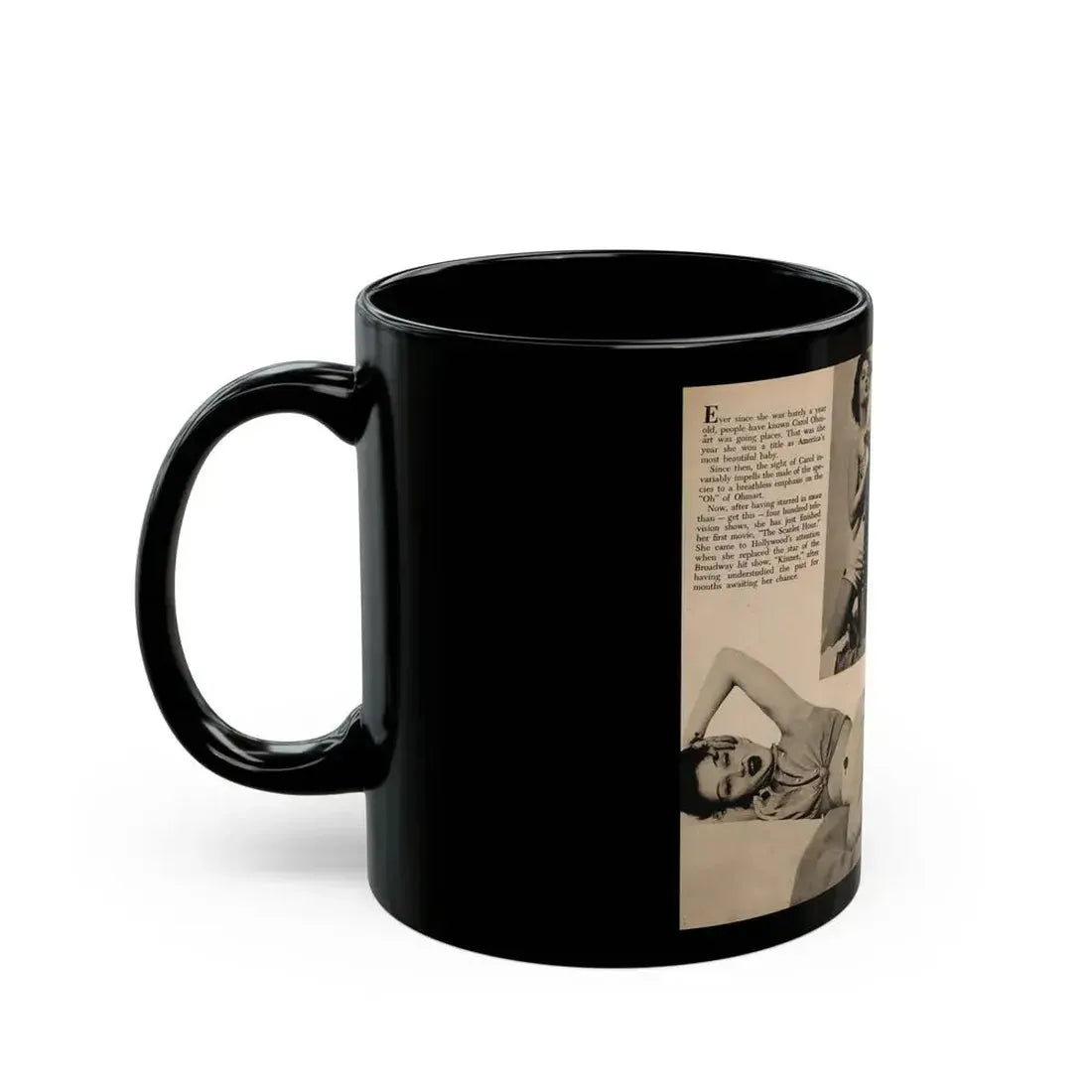 Carol Ohmart #64 - Pages 2 & 3 of 3 with, 4 B&W Photos, Caption & Short Article from Foto-rama Digest Mag. February '56 (Vintage Female Icon) Black Coffee Mug - Go Mug Yourself