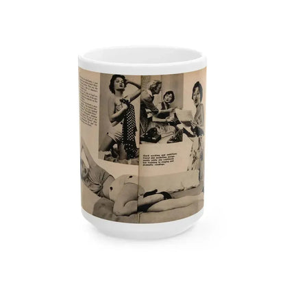 Carol Ohmart #64 - Pages 2 & 3 of 3 with, 4 B&W Photos, Caption & Short Article from Foto-rama Digest Mag. February '56 (Vintage Female Icon) White Coffee Mug 15oz - Go Mug Yourself