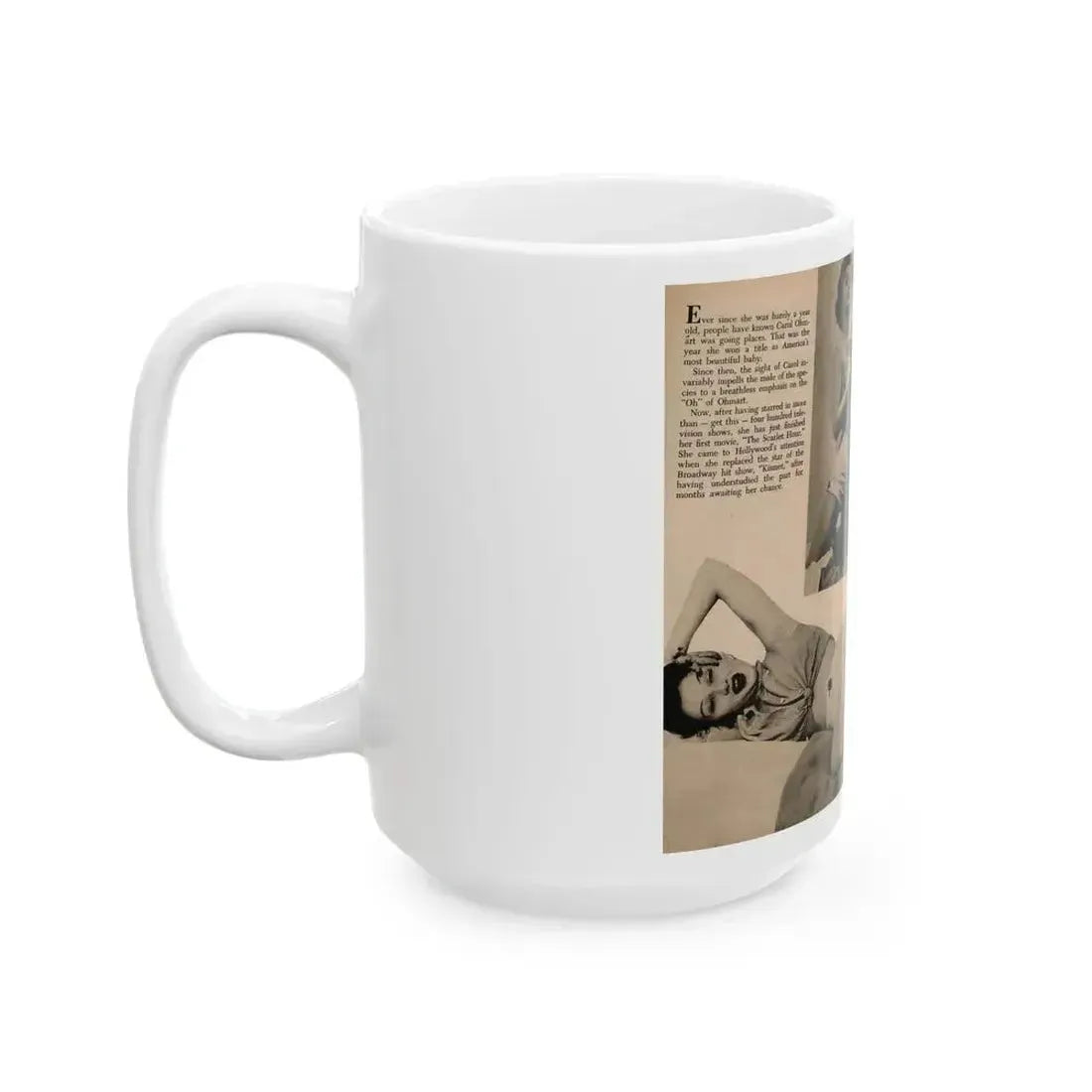 Carol Ohmart #64 - Pages 2 & 3 of 3 with, 4 B&W Photos, Caption & Short Article from Foto-rama Digest Mag. February '56 (Vintage Female Icon) White Coffee Mug - Go Mug Yourself