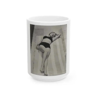 Carol Ohmart #65 - Negative Struck B&W 8x10 50's Era Pin-Up Photo High Quality Re-Print (Vintage Female Icon) White Coffee Mug 15oz - Go Mug Yourself