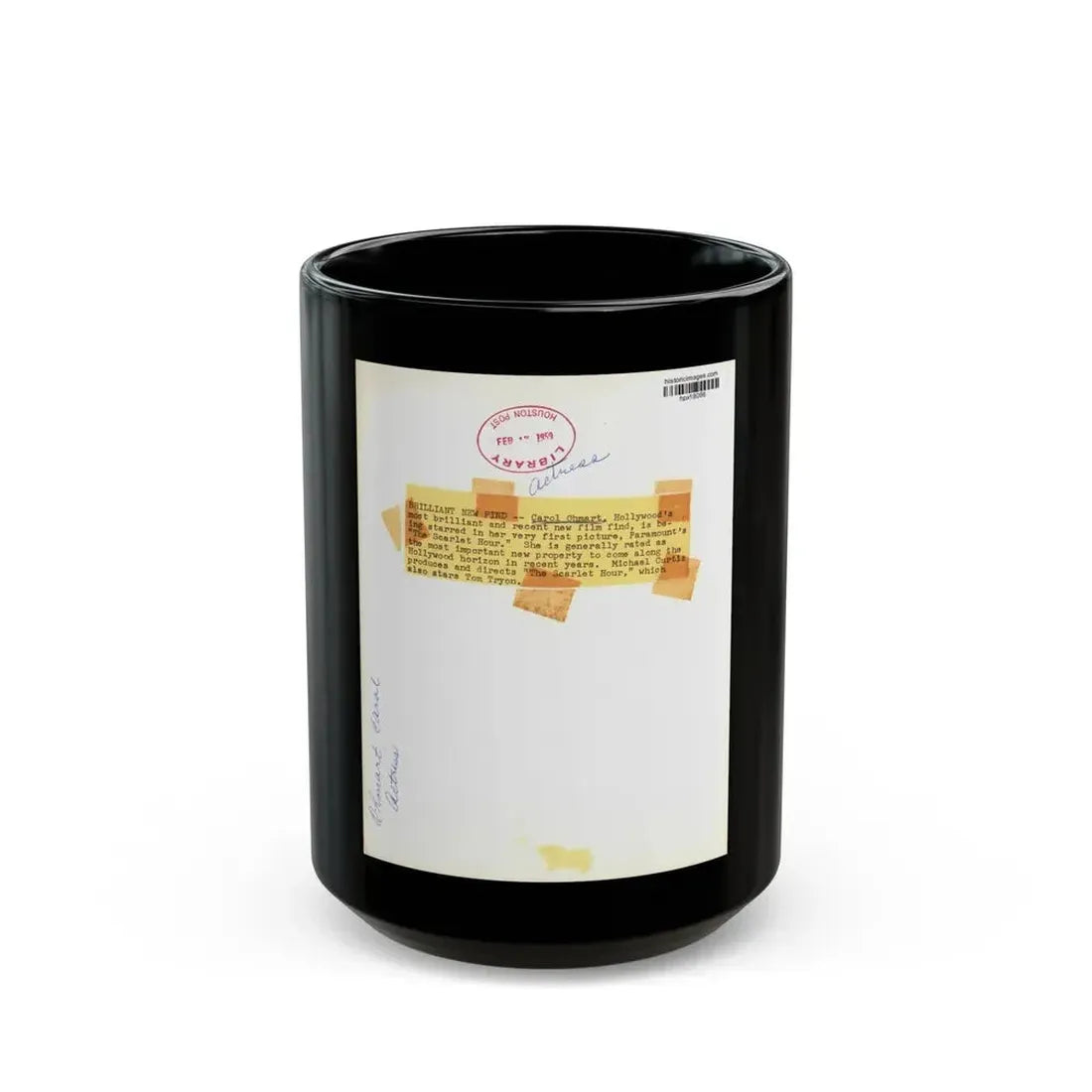 Carol Ohmart #72 - Vintage B&W 7.25x9.5 Pin-Up Photo from 2-17-56 1 (Vintage Female Icon) Black Coffee Mug 15oz - Go Mug Yourself