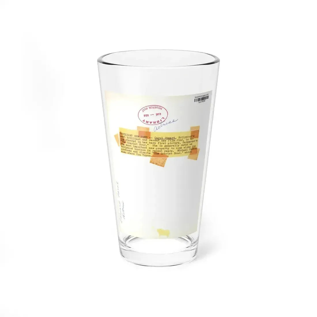 Carol Ohmart #72 - Vintage B&W 7.25x9.5 Pin-Up Photo from 2-17-56 1 (Vintage Female Icon) Pint Glass 16oz 16oz - Go Mug Yourself