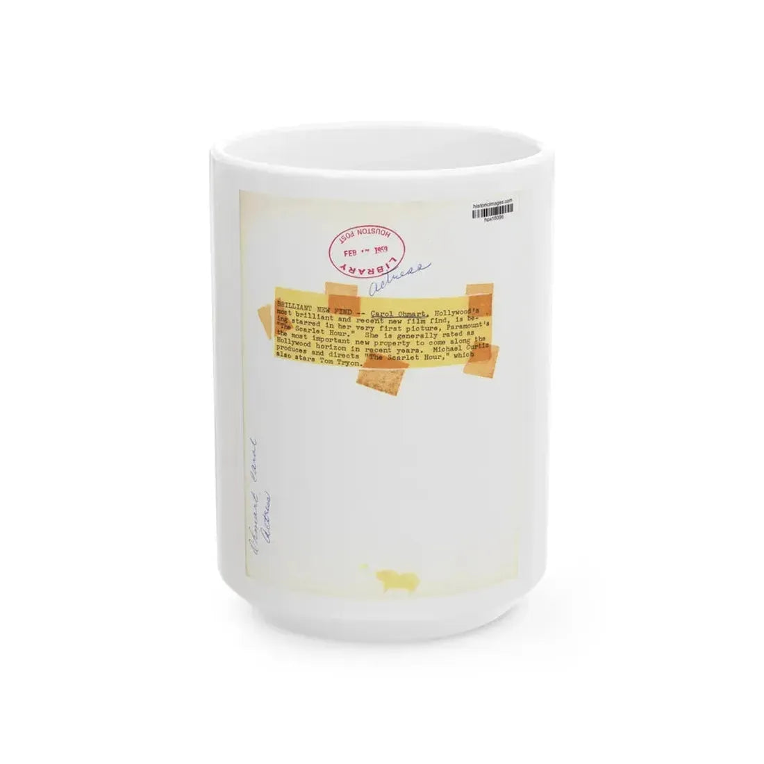 Carol Ohmart #72 - Vintage B&W 7.25x9.5 Pin-Up Photo from 2-17-56 1 (Vintage Female Icon) White Coffee Mug 15oz - Go Mug Yourself