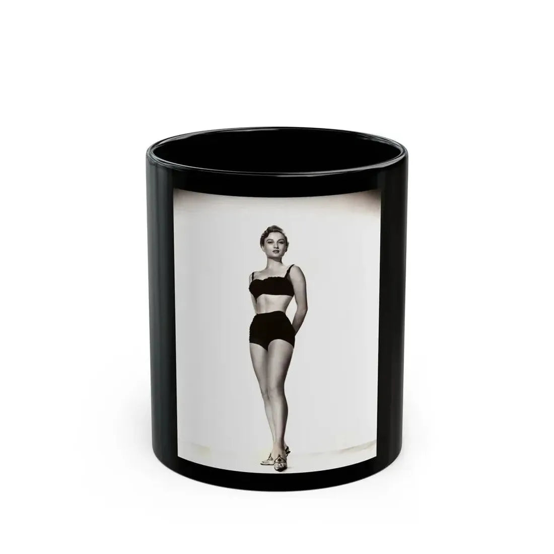 Carol Ohmart #72 - Vintage B&W 7.25x9.5 Pin-Up Photo from 2-17-56 (Vintage Female Icon) Black Coffee Mug 11oz - Go Mug Yourself