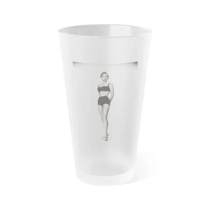 Carol Ohmart #72 - Vintage B&W 7.25x9.5 Pin-Up Photo from 2-17-56 (Vintage Female Icon) Frosted Pint Glass 16oz 16oz Frosted - Go Mug Yourself
