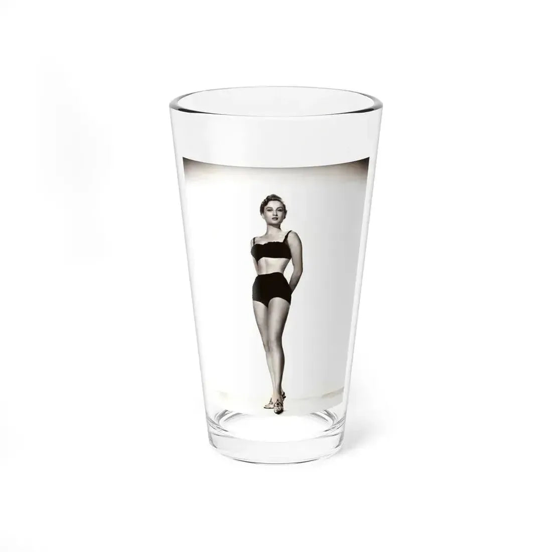 Carol Ohmart #72 - Vintage B&W 7.25x9.5 Pin-Up Photo from 2-17-56 (Vintage Female Icon) Pint Glass 16oz 16oz - Go Mug Yourself