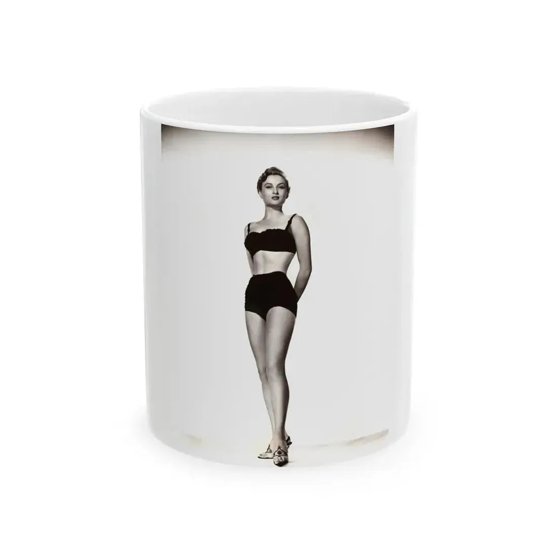 Carol Ohmart #72 - Vintage B&W 7.25x9.5 Pin-Up Photo from 2-17-56 (Vintage Female Icon) White Coffee Mug 11oz - Go Mug Yourself