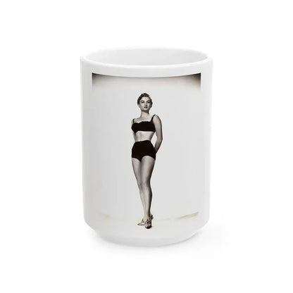 Carol Ohmart #72 - Vintage B&W 7.25x9.5 Pin-Up Photo from 2-17-56 (Vintage Female Icon) White Coffee Mug 15oz - Go Mug Yourself