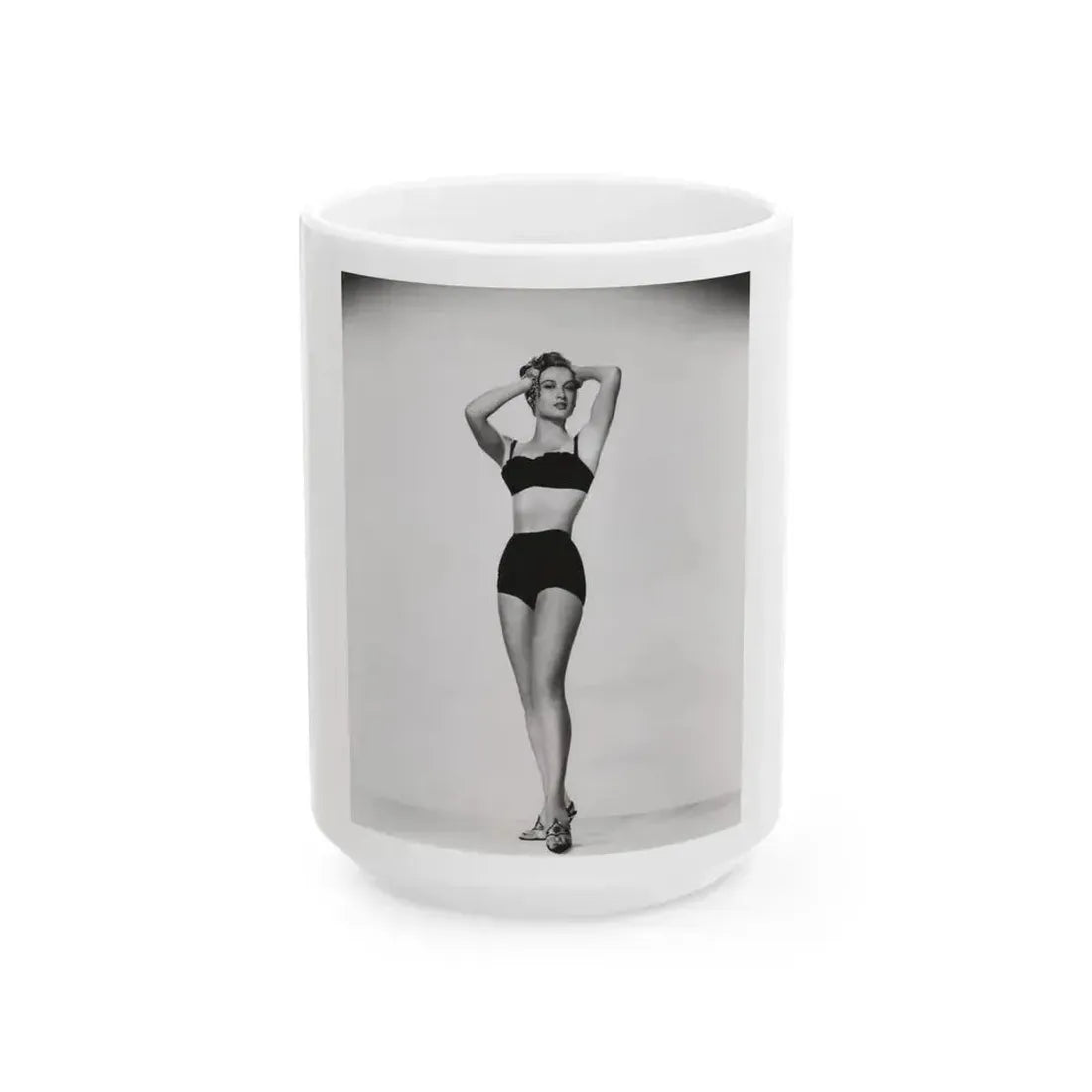 Carol Ohmart #73 - Vintage B&W 8x10 Pin-Up Photo from 6-28-56 (Vintage Female Icon) White Coffee Mug 15oz - Go Mug Yourself