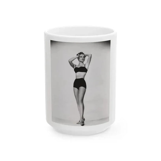 Carol Ohmart #73 - Vintage B&W 8x10 Pin-Up Photo from 6-28-56 (Vintage Female Icon) White Coffee Mug 15oz - Go Mug Yourself