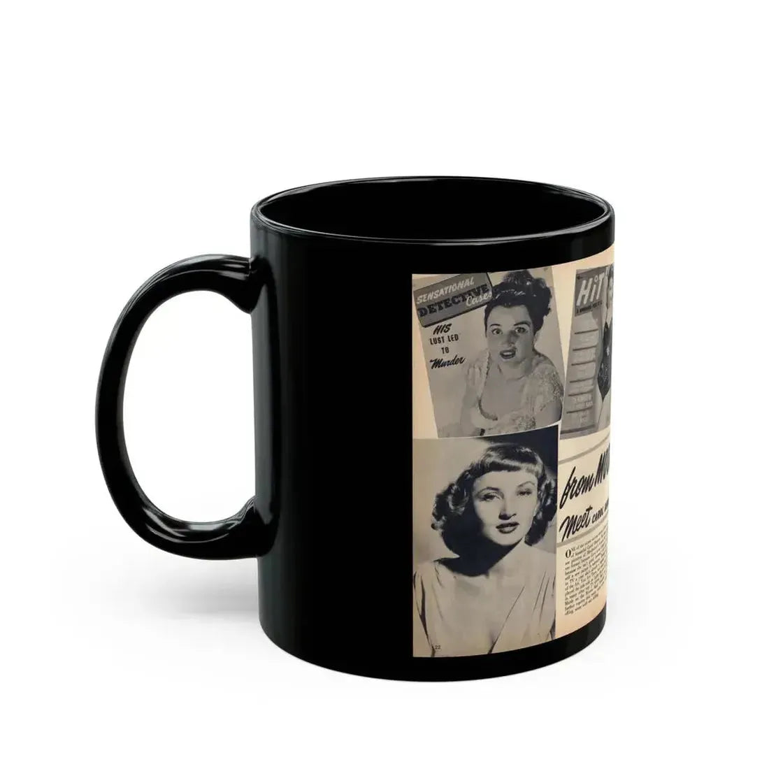 Carol Ohmart #75 - Pages 1 & 2 of 2 with, Carol+5 B&W Photos including 2 Mag. Covers & Brief Article from Famous MODELS Mag. March-April '51 (Vintage Female Icon) Black Coffee Mug - Go Mug Yourself