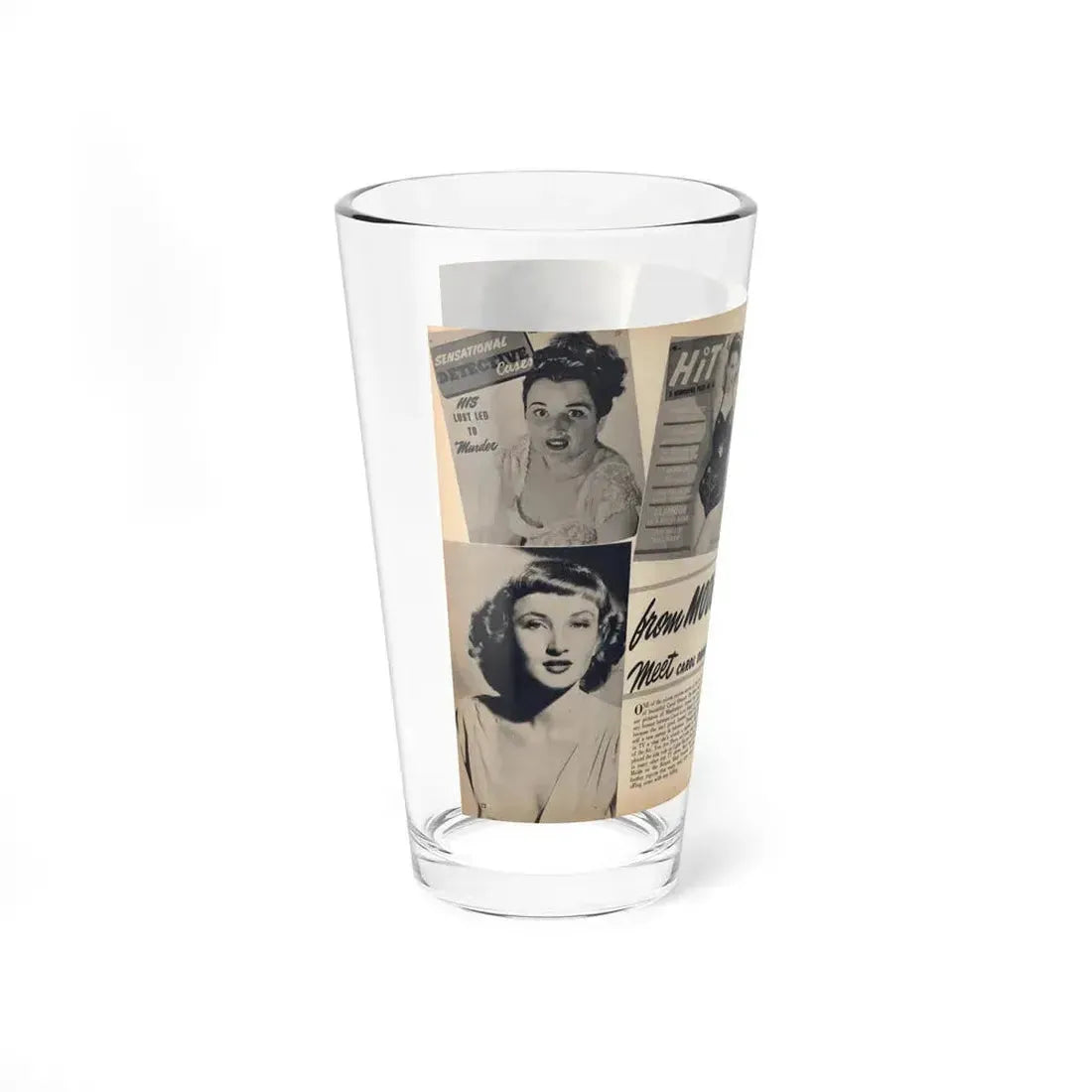 Carol Ohmart #75 - Pages 1 & 2 of 2 with, Carol+5 B&W Photos including 2 Mag. Covers & Brief Article from Famous MODELS Mag. March-April '51 (Vintage Female Icon) Pint Glass 16oz - Go Mug Yourself