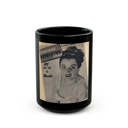 Carol Ohmart #76 - Pages 1 of 2 Mag. Cover 1 cropped from Famous MODELS Mag. March-April '51 (Vintage Female Icon) Black Coffee Mug 15oz - Go Mug Yourself