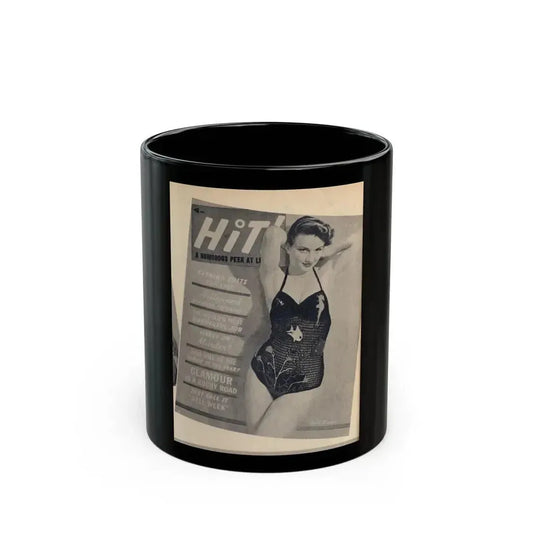 Carol Ohmart #77 - Pages 1 of 2 Mag. Cover 2 cropped from Famous MODELS Mag. March-April '51 (Vintage Female Icon) Black Coffee Mug 11oz - Go Mug Yourself