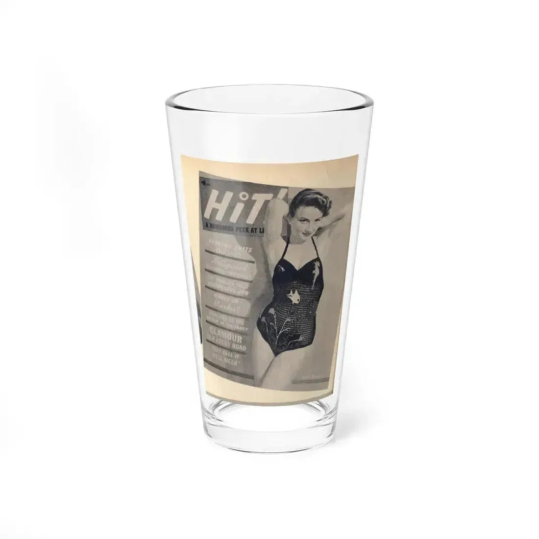 Carol Ohmart #77 - Pages 1 of 2 Mag. Cover 2 cropped from Famous MODELS Mag. March-April '51 (Vintage Female Icon) Pint Glass 16oz 16oz - Go Mug Yourself