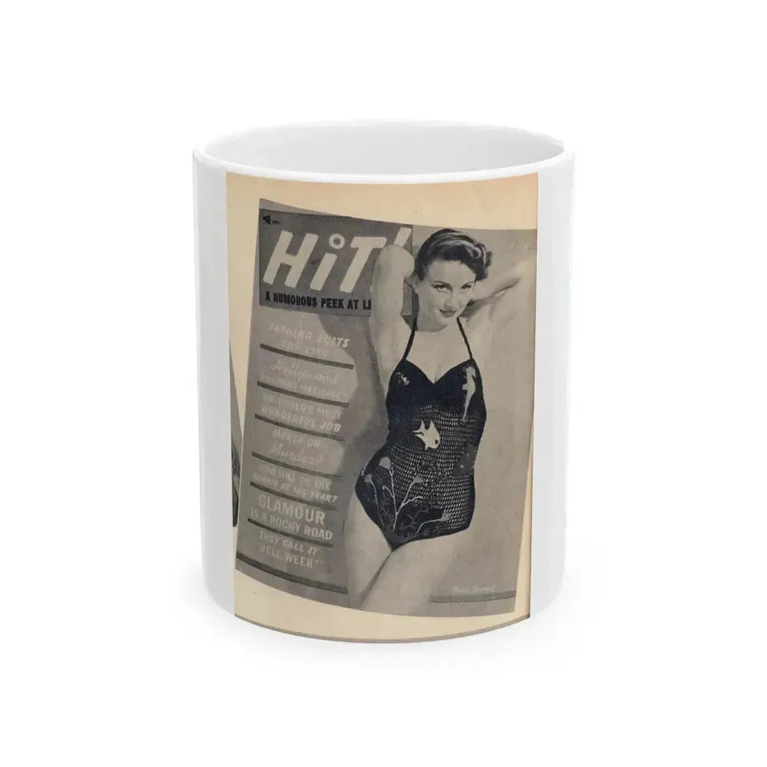 Carol Ohmart #77 - Pages 1 of 2 Mag. Cover 2 cropped from Famous MODELS Mag. March-April '51 (Vintage Female Icon) White Coffee Mug 11oz - Go Mug Yourself