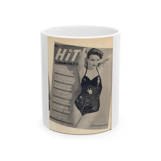 Carol Ohmart #77 - Pages 1 of 2 Mag. Cover 2 cropped from Famous MODELS Mag. March-April '51 (Vintage Female Icon) White Coffee Mug 11oz - Go Mug Yourself