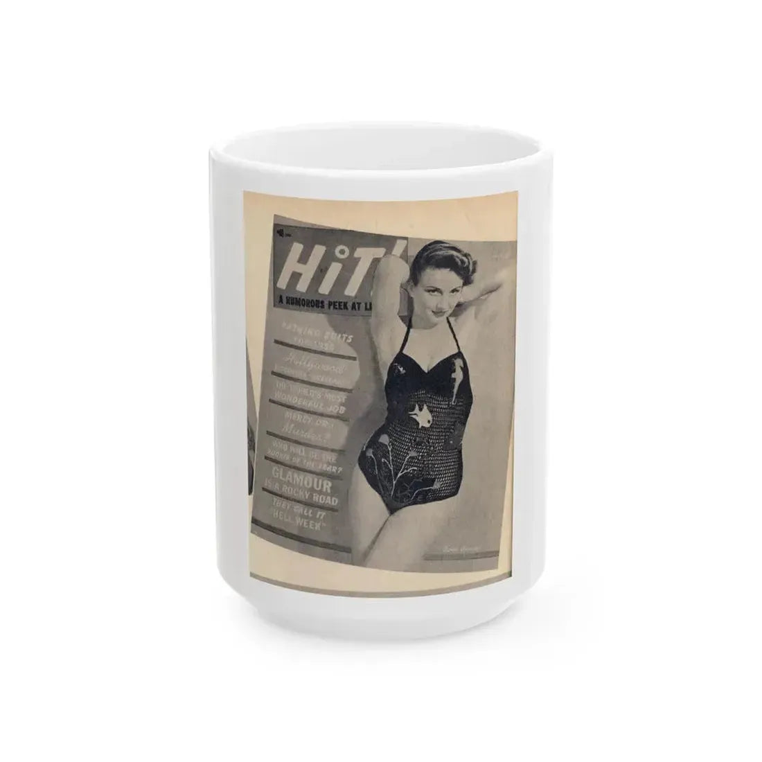 Carol Ohmart #77 - Pages 1 of 2 Mag. Cover 2 cropped from Famous MODELS Mag. March-April '51 (Vintage Female Icon) White Coffee Mug - Go Mug Yourself