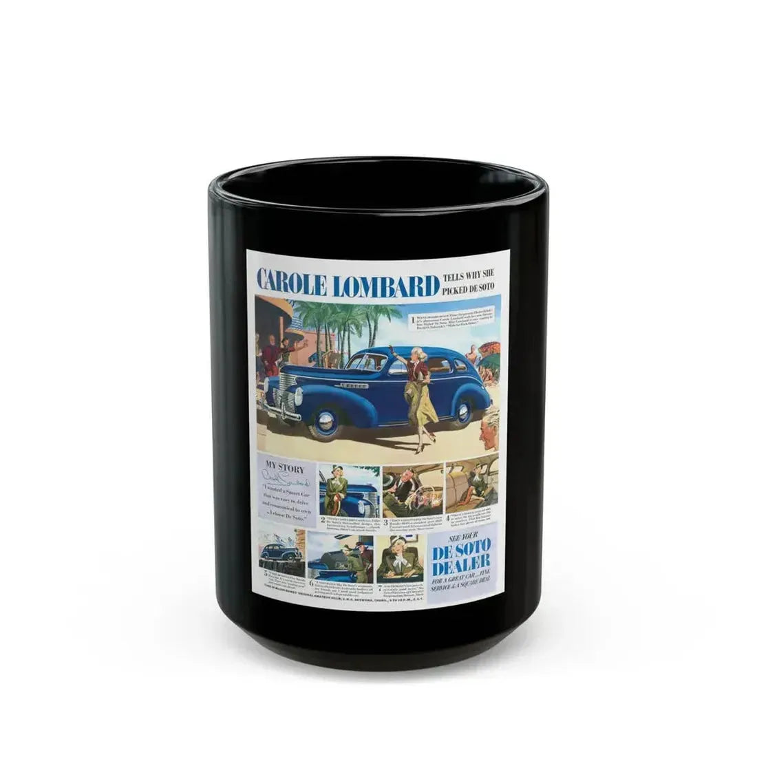 Carole Lombard, advertisement - Black Coffee Mug 15oz - Go Mug Yourself